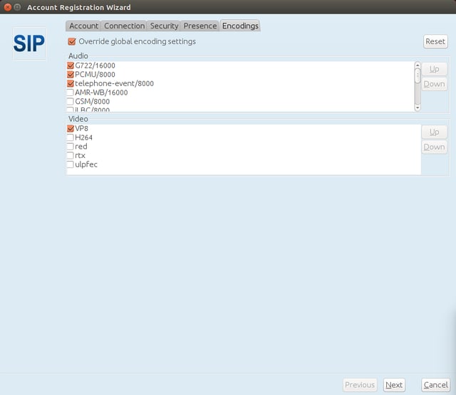 Codecs on Jitsi Desktop for Ubuntu 