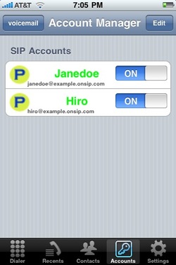 iSIP SIP accounts