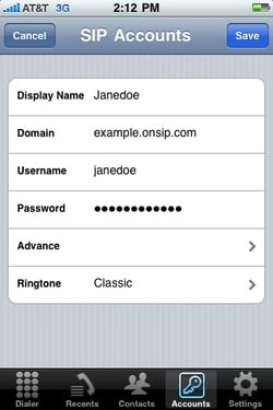 iSIP account setup