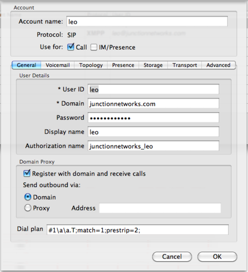 Bria for Mac General Settings