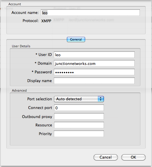 Bria iPhone XMPP Settings