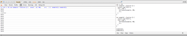 Print to the console recursively with setTimeout.